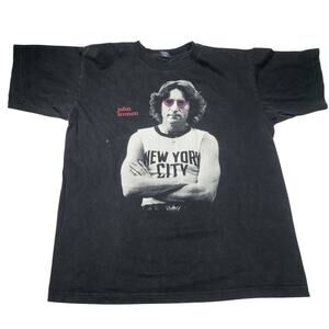 Vintage 1996 John Lennon Black T-Shirt Size Large I’m A Dreamer 90s Beatles
